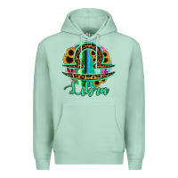 Seafoam Libra Zodiac Sign Sunflower Leopard Serape Premium Hoodie - RanaPortraitStore