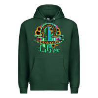 Sports Green Libra Zodiac Sign Sunflower Leopard Serape Premium Hoodie - RanaPortraitStore