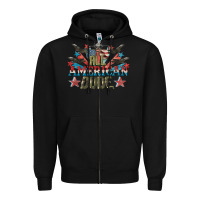 Black All American dude 4th of July Zipper Hoodie - CowGirlArtShop
