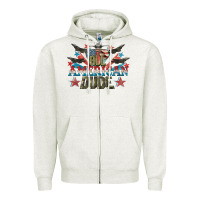Oatmeal Heather All American dude 4th of July Zipper Hoodie - CowGirlArtShop