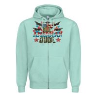 Seafoam All American dude 4th of July Zipper Hoodie - CowGirlArtShop