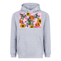 Heather Grey Sunflowers Turtle Heavyweight Hoodie - Artiststas