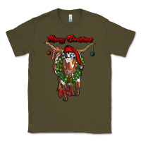 Army Green merry christmas longhorn cow Classic Tee - RanaPortraitStore