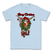 Dusty Blue merry christmas longhorn cow Classic Tee - RanaPortraitStore