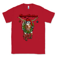 Red merry christmas longhorn cow Classic Tee - RanaPortraitStore