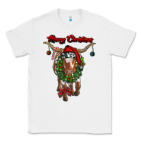 White merry christmas longhorn cow Classic Tee - RanaPortraitStore