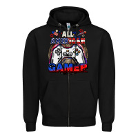 Black All American gamer 4th of july Zipper Hoodie - CowGirlArtShop
