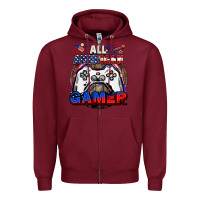 Burgundy All American gamer 4th of july Zipper Hoodie - CowGirlArtShop