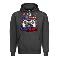 Charcoal Heather All American gamer 4th of july Zipper Hoodie - CowGirlArtShop