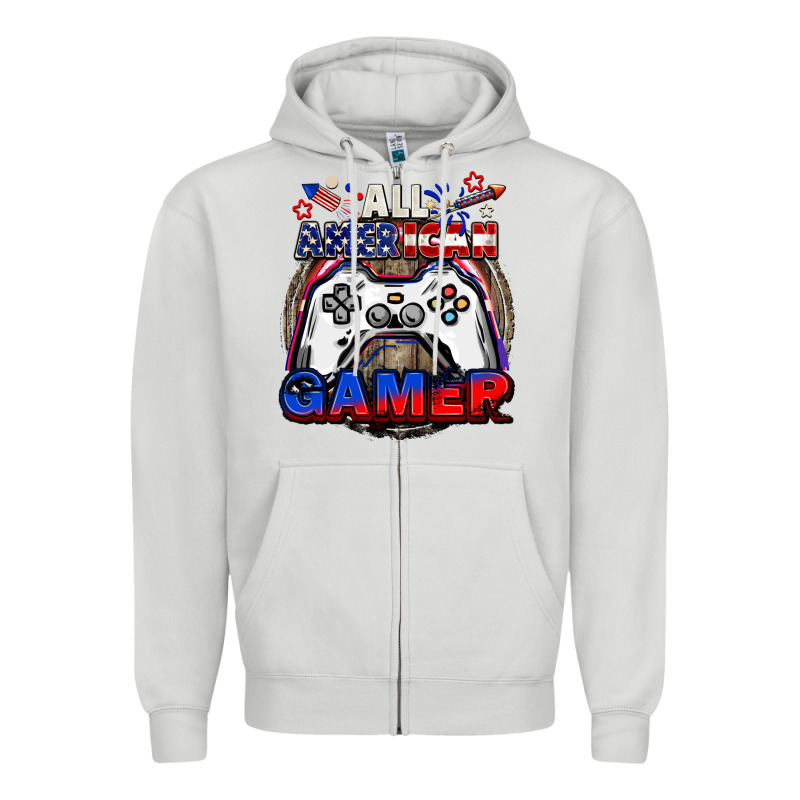 All American Gamer 4th Of July Zipper Hoodie by CowGirlArtShop | Teevron