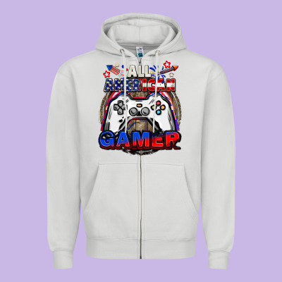 All American Gamer 4th Of July Zipper Hoodie Designed By Cowgirlartshop