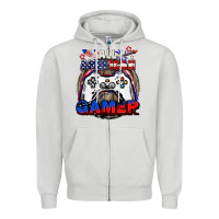 Dove Grey All American gamer 4th of july Zipper Hoodie - CowGirlArtShop