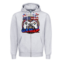 Heather Grey All American gamer 4th of july Zipper Hoodie - CowGirlArtShop