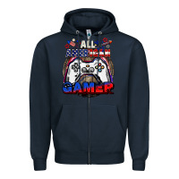 Navy All American gamer 4th of july Zipper Hoodie - CowGirlArtShop