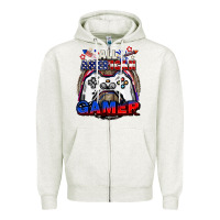 Oatmeal Heather All American gamer 4th of july Zipper Hoodie - CowGirlArtShop