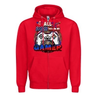 Red All American gamer 4th of july Zipper Hoodie - CowGirlArtShop