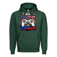 Sports Green All American gamer 4th of july Zipper Hoodie - CowGirlArtShop