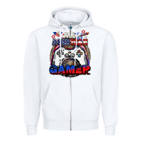 White All American gamer 4th of july Zipper Hoodie - CowGirlArtShop