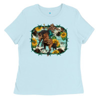 Western Rodeo Horse Cowhide Sunflowers Ladies Tee | Teevron
