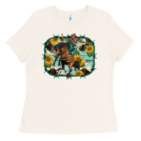 Bone western rodeo horse cowhide sunflowers Ladies Tee - BarkalooDesign