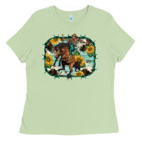 Matcha western rodeo horse cowhide sunflowers Ladies Tee - BarkalooDesign