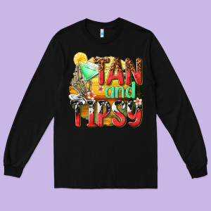 Tan And Tipsy Long Sleeve Tee Designed By Texasbilliewilder