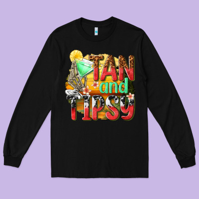 Tan And Tipsy Long Sleeve Tee Designed By Texasbilliewilder