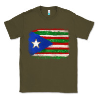Army Green Mexico and Puerto Rico Flag Classic Tee - texasbilliewilder