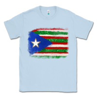 Dusty Blue Mexico and Puerto Rico Flag Classic Tee - texasbilliewilder