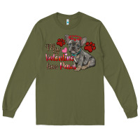 Army Green my valentine has paws french bulldog Long Sleeve Tee - RanaPortraitStore
