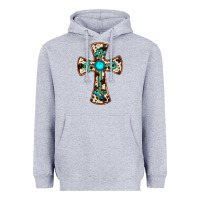 Heather Grey cowhide gemstone  cross Heavyweight Hoodie - JahusDesignShop
