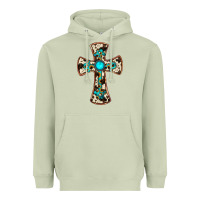 Matcha cowhide gemstone  cross Heavyweight Hoodie - JahusDesignShop