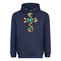 Navy cowhide gemstone  cross Heavyweight Hoodie - JahusDesignShop