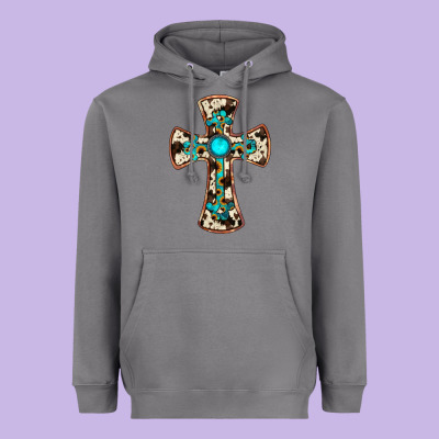 Cowhide Gemstone  Cross Heavyweight Hoodie Designed By Jahusdesignshop