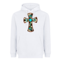 White cowhide gemstone  cross Heavyweight Hoodie - JahusDesignShop