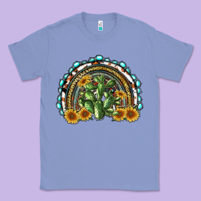 Western Rainbow With Cactus Classic Tee Designed By Ranaportraitstore
