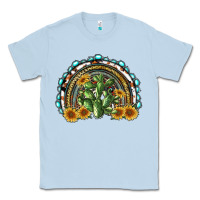 Dusty Blue western rainbow with cactus Classic Tee - RanaPortraitStore