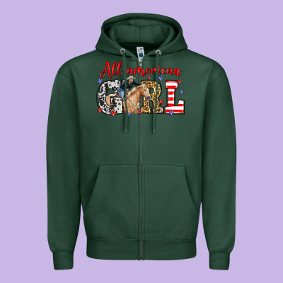 All American Girl With Cowgirl Zipper Hoodie Designed By Neo Western