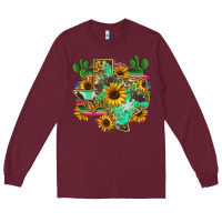 Burgundy texas map Long Sleeve Tee - Zillion Design Studio