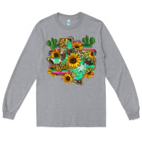 Heather Grey texas map Long Sleeve Tee - Zillion Design Studio