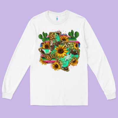 Texas Map Long Sleeve Tee Designed By Zillion Design Studio