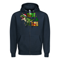 Navy tree rex Zipper Hoodie - CowhideDigitalArt