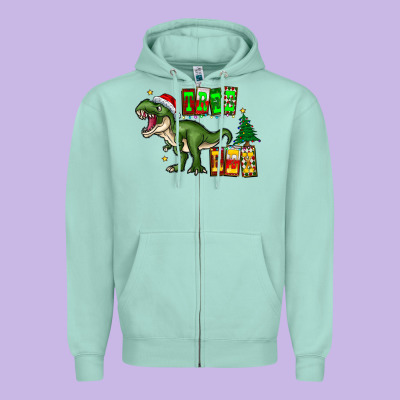 Tree Rex Zipper Hoodie Designed By Cowhidedigitalart