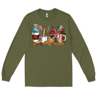 Army Green bakery coffee cups Long Sleeve Tee - AdoDesignShop