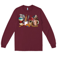Burgundy bakery coffee cups Long Sleeve Tee - AdoDesignShop