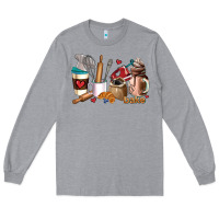 Heather Grey bakery coffee cups Long Sleeve Tee - AdoDesignShop