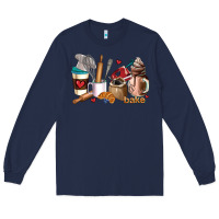 Navy bakery coffee cups Long Sleeve Tee - AdoDesignShop
