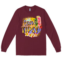 Burgundy tan tipsy summer Long Sleeve Tee - texasbilliewilder