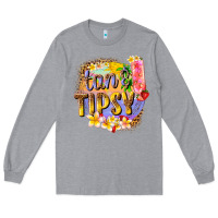 Heather Grey tan tipsy summer Long Sleeve Tee - texasbilliewilder