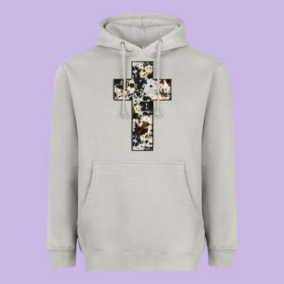 Cowhide Cross Heavyweight Hoodie Designed By Jahusdesignshop